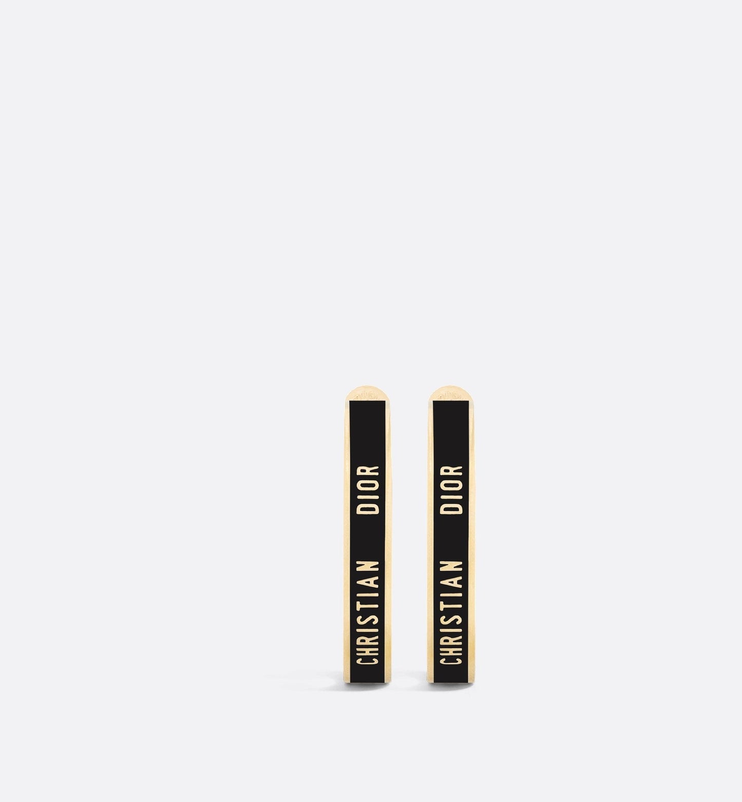 Large Luxury Dior Night Code Hoop Earrings Gold Finish Metal, White Crystals And Black Lacquer