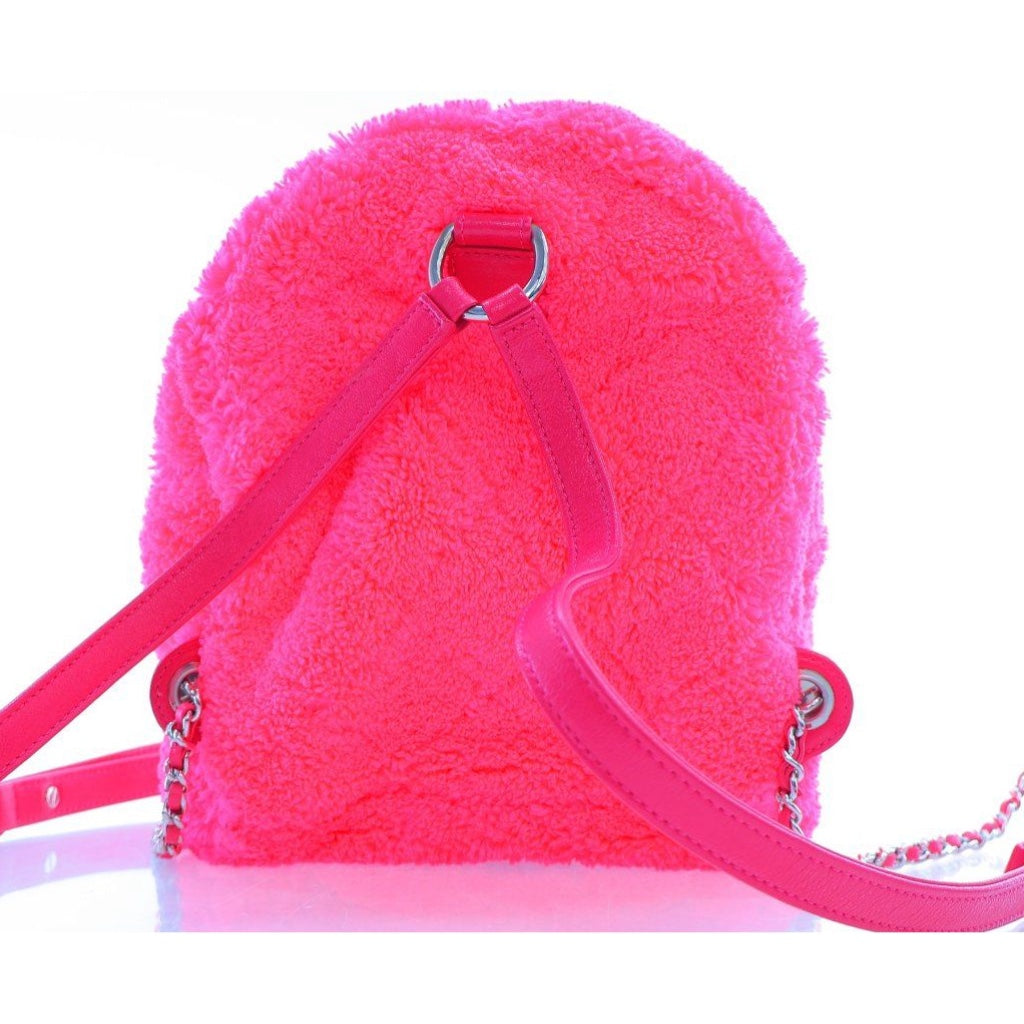 Chanel Coco Beach Backpack Quilted Terry Cloth Small