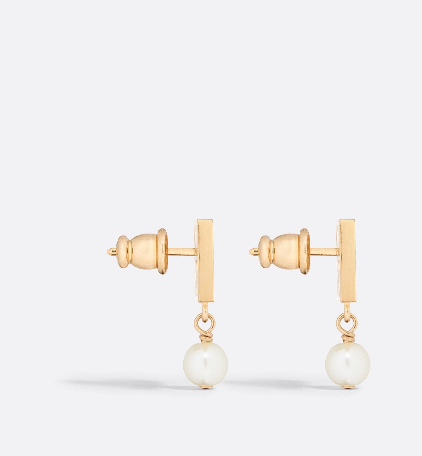 Miss Luxury Dior Earrings Gold Finish Metal And White Resin Pearls