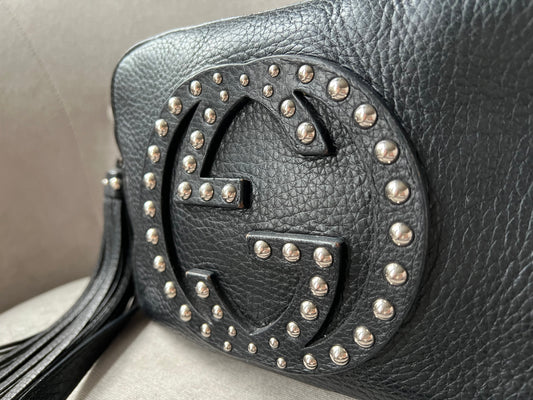 Luxury Gucci Trending 2025 Black Studded Soho Disco