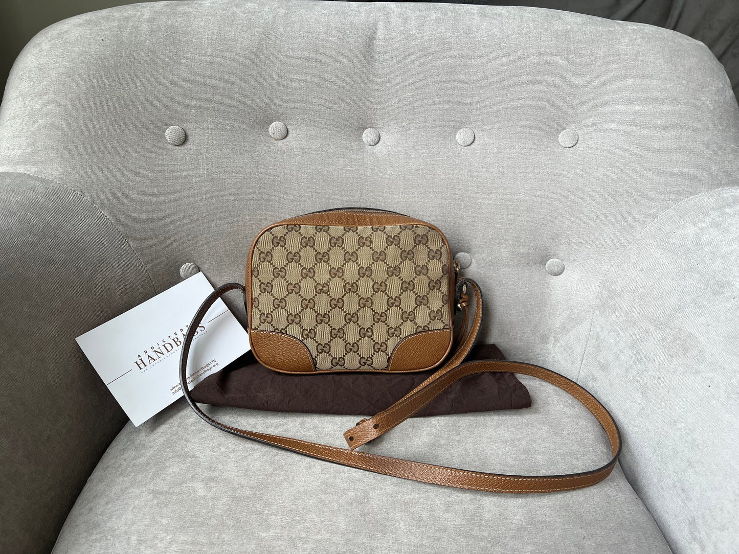 Luxury Gucci Trending 2025 Bree GG Canvas Tan Mini Messenger Bag