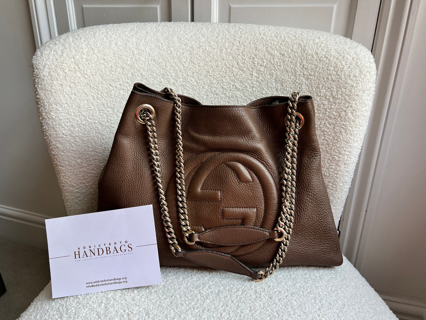 Luxury Gucci Trending 2025 Brown Soho Chain Tote