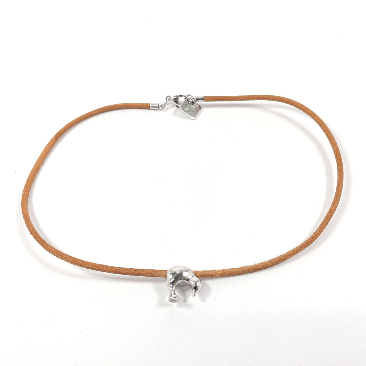 Louis Vuitton Kiwi Necklace Silver 925 Leather 2003