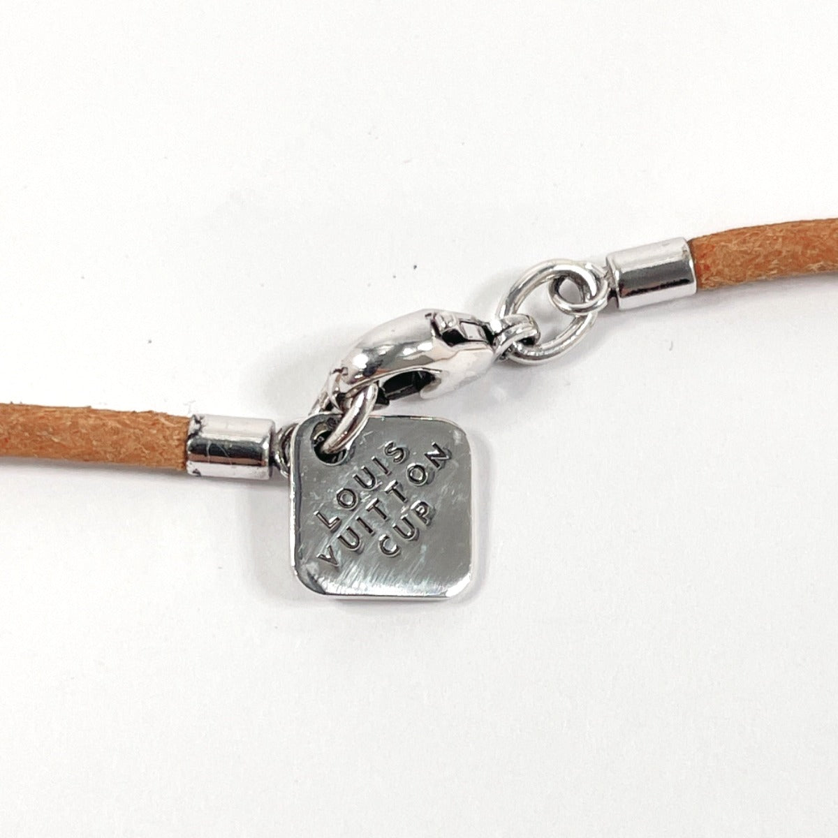 Louis Vuitton Kiwi Necklace Silver 925 Leather 2003