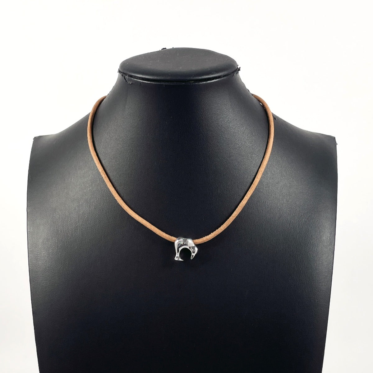 Louis Vuitton Kiwi Necklace Silver 925 Leather 2003