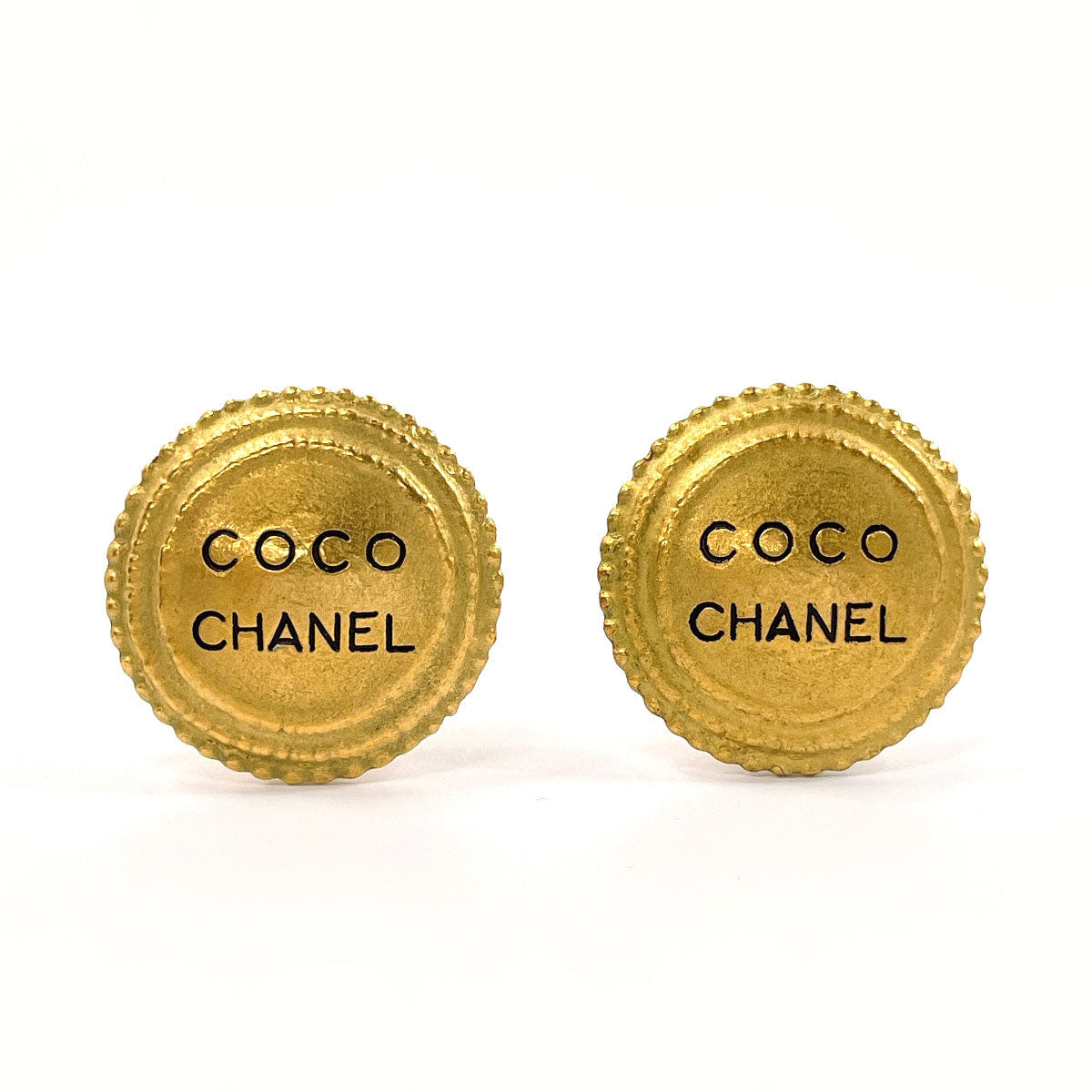 Chanel Vintage Logo Gold Earrings