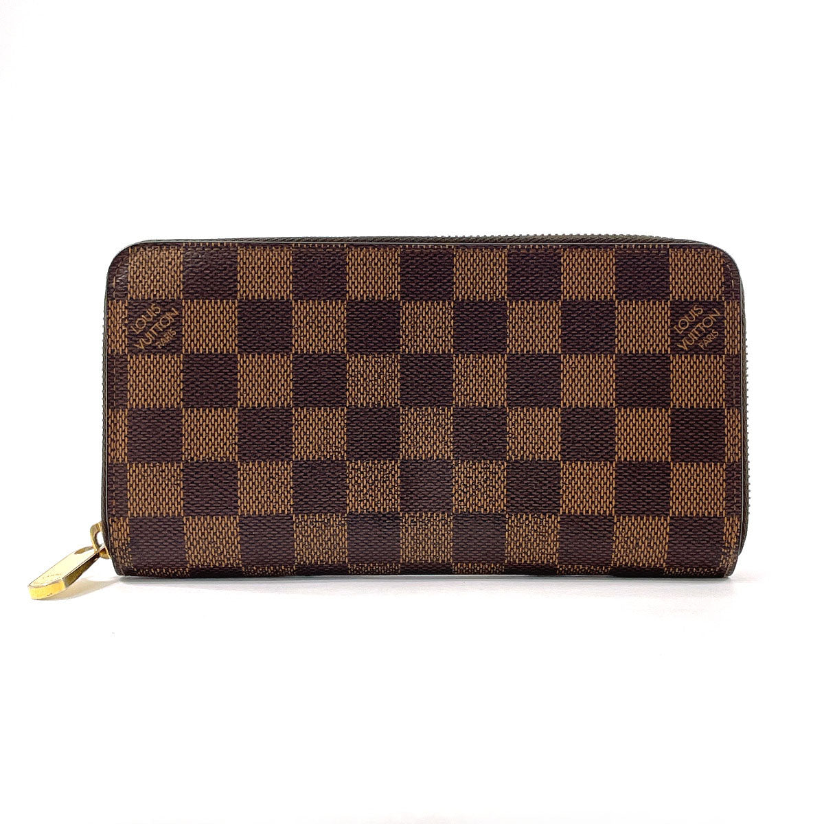 LOUIS VUITTON Long Wallet Purse N60015 Damier canvas, leather Brown Zippy wallet