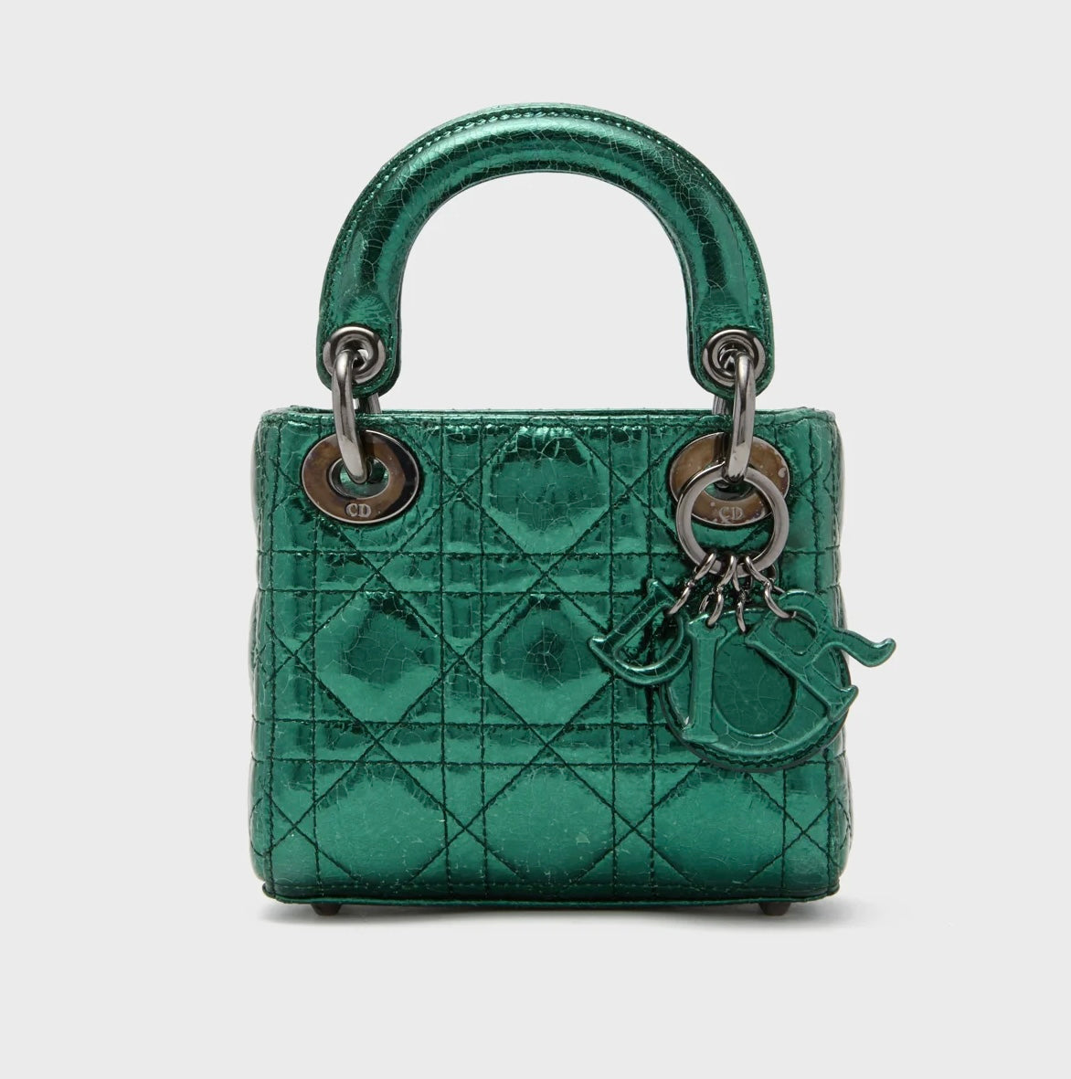 Dior Micro Metallic Crinkled Calfskin Cannage Lady Dior satchel