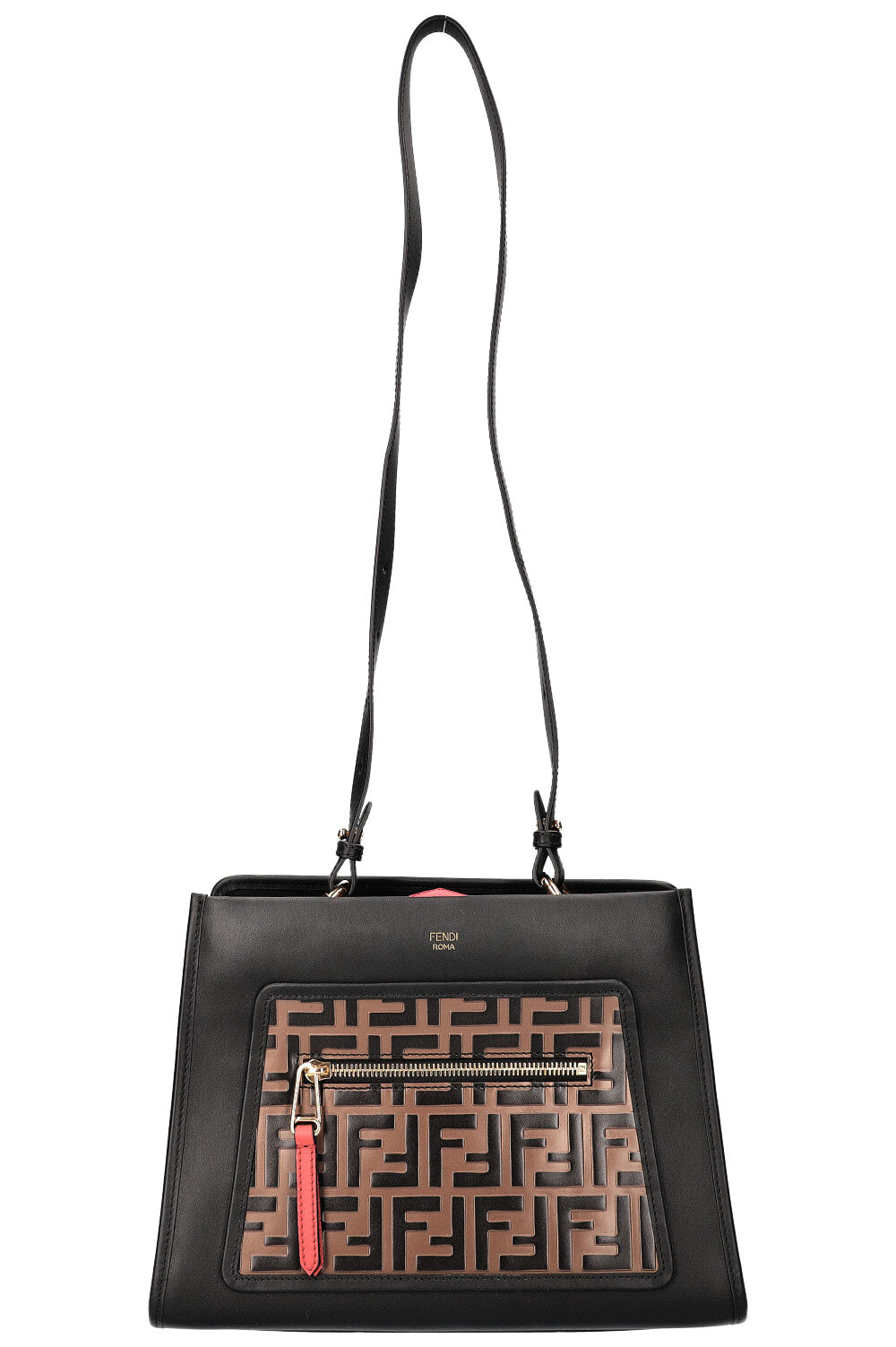 Luxury Fendi Runaway Shopping Bag Zucca Black