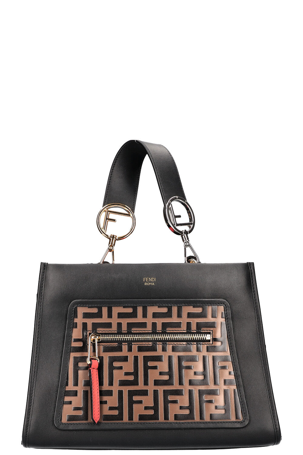 Luxury Fendi Runaway Shopping Bag Zucca Black