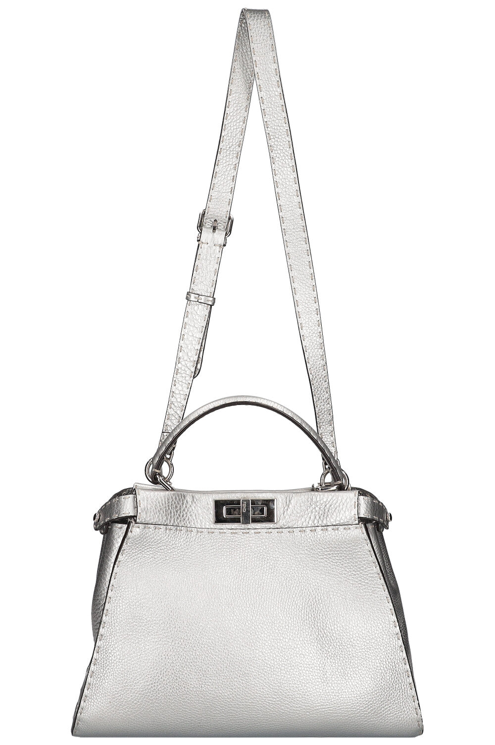 Luxury Fendi Peekaboo Medium Silver