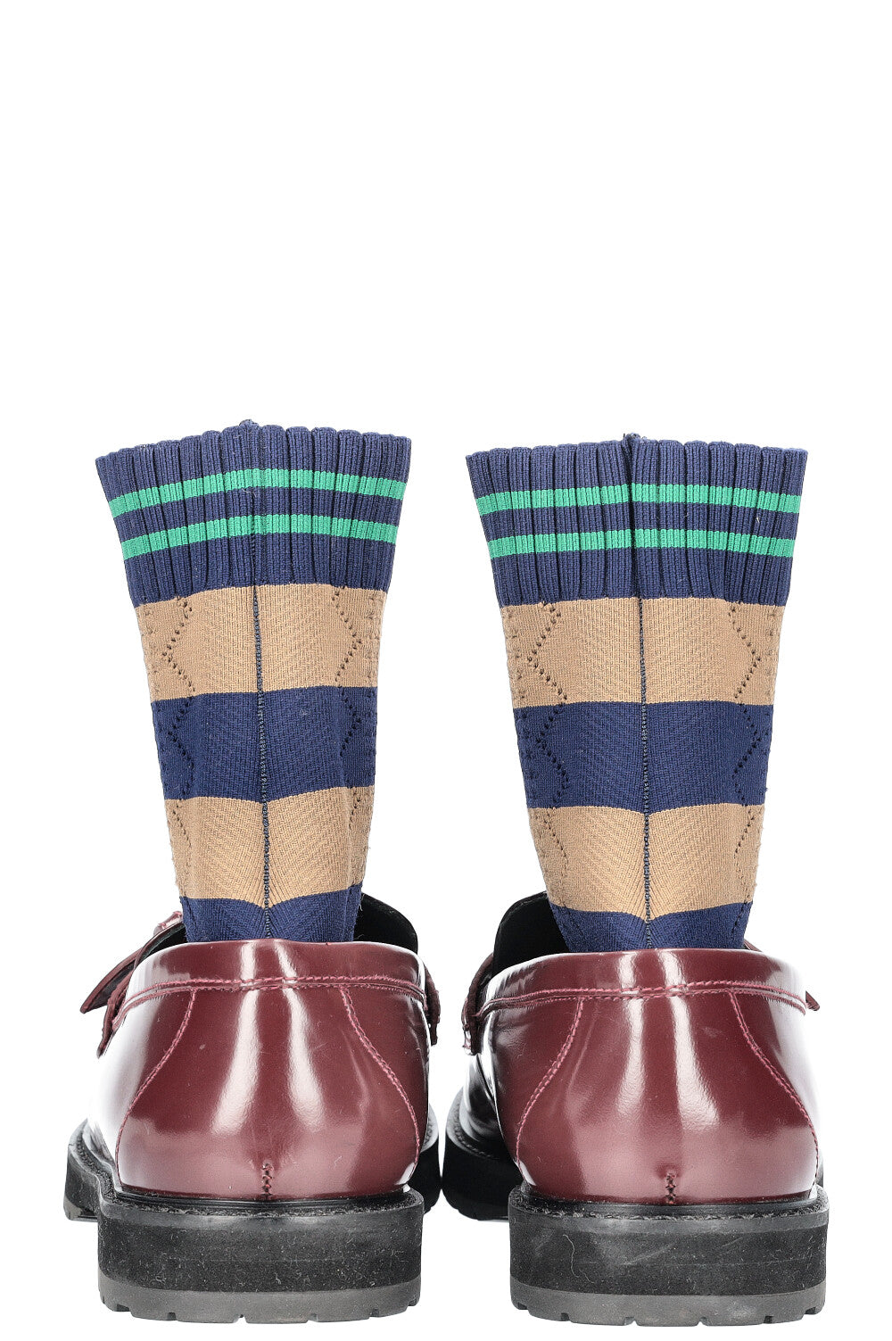 Luxury Fendi Sock Loafers Flats Stripes Brown