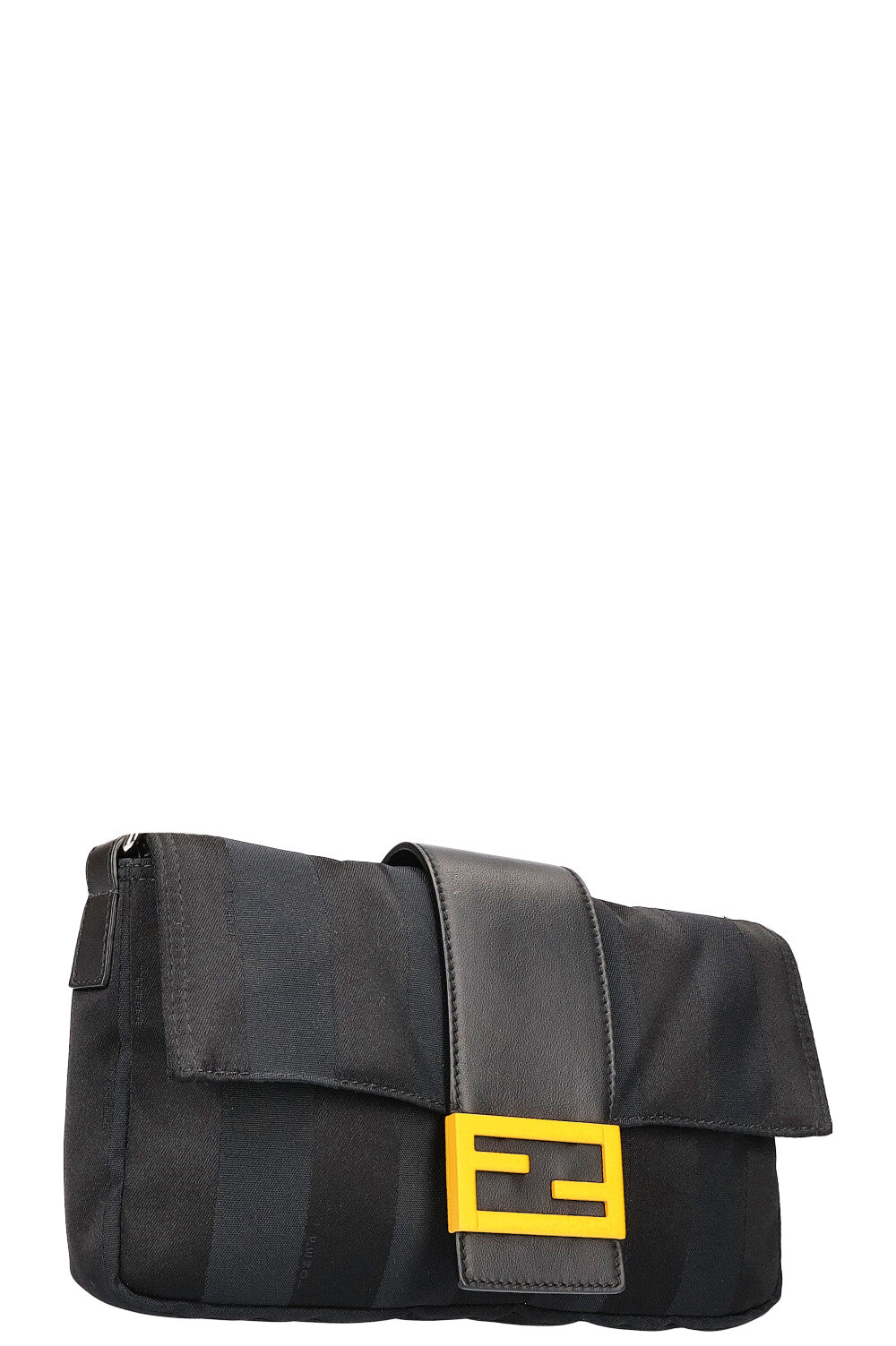 Luxury Fendi Sunflower Baguette Bag Canvas Black