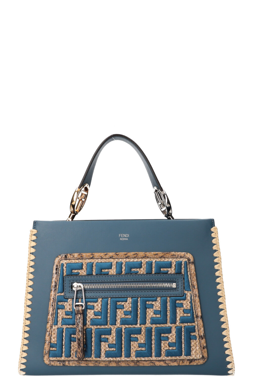 Luxury Fendi Small Runaway Bag Raffia Blue