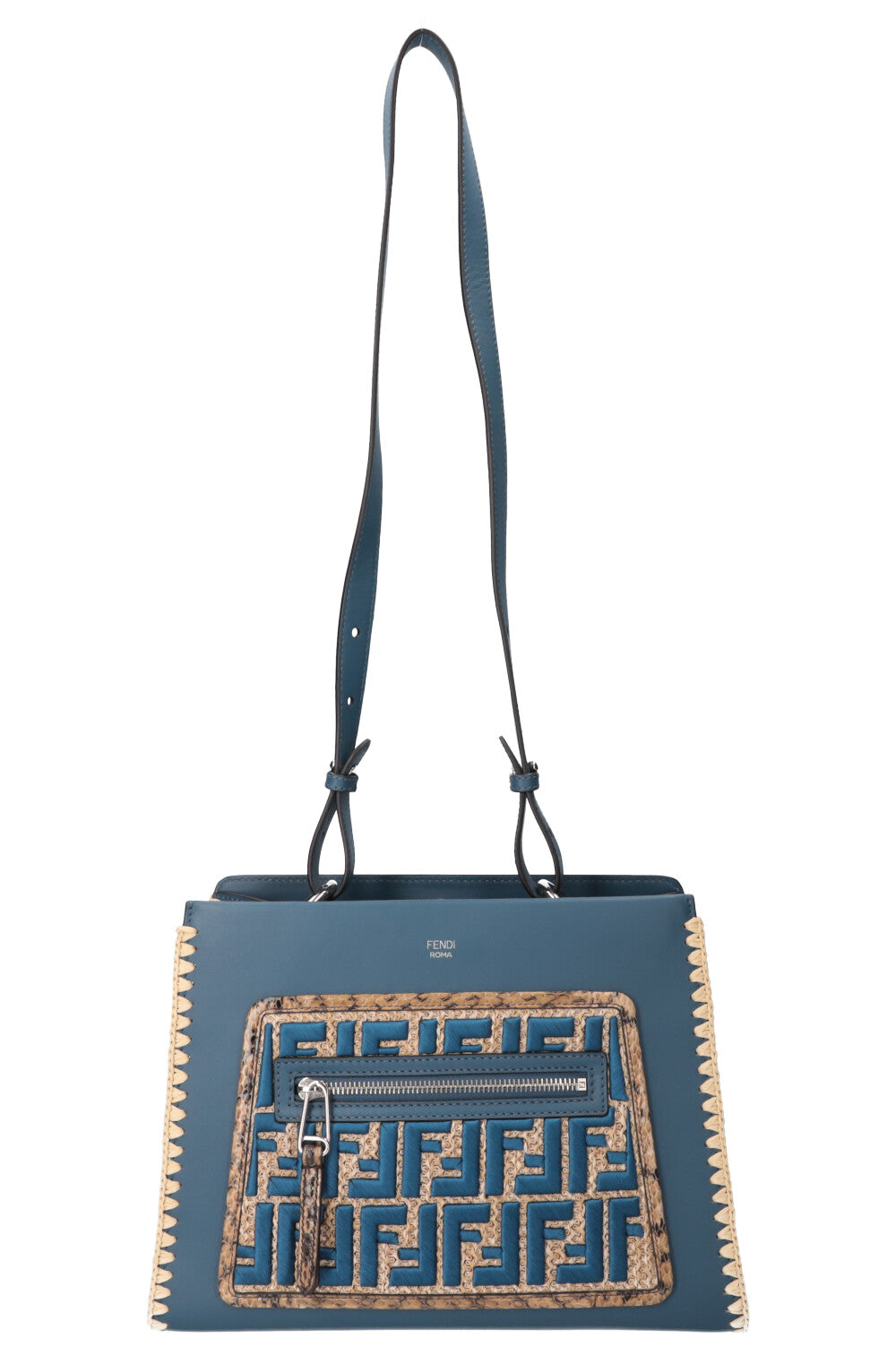 Luxury Fendi Small Runaway Bag Raffia Blue
