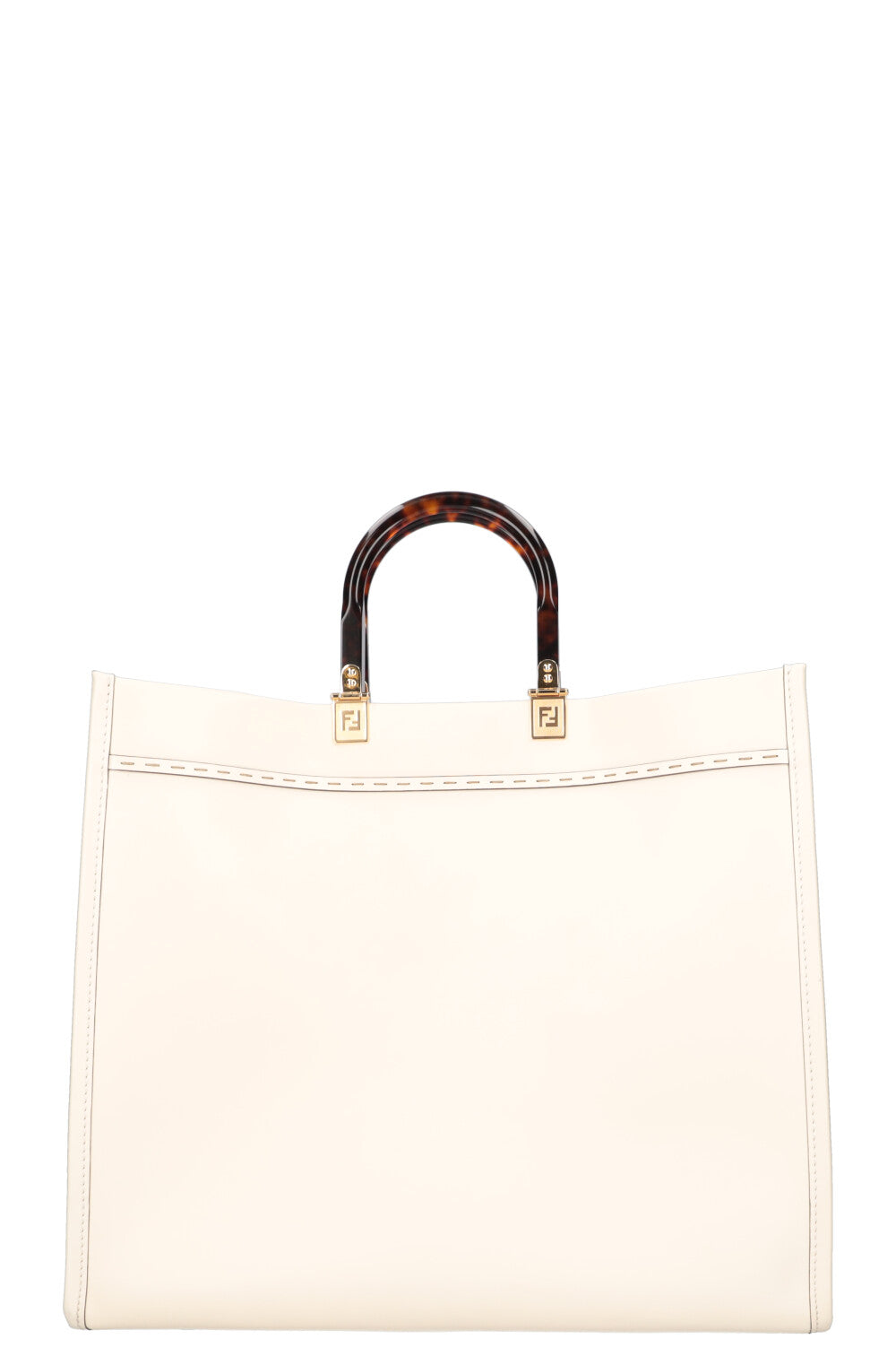 Luxury Fendi Sunshine Tote Large Leather Ivory