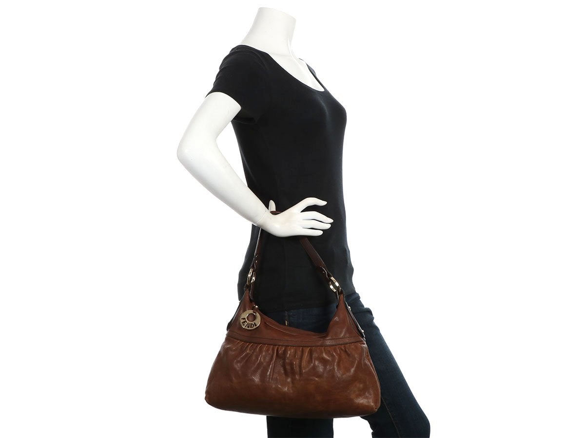 Luxury Fendi Brown Leather Chef Bag