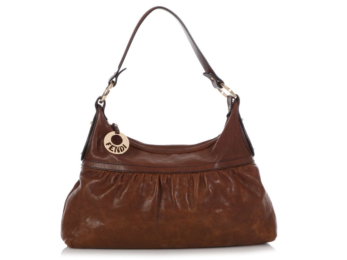 Luxury Fendi Brown Leather Chef Bag