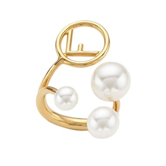 Luxury FendiF PEARL GOLD RING