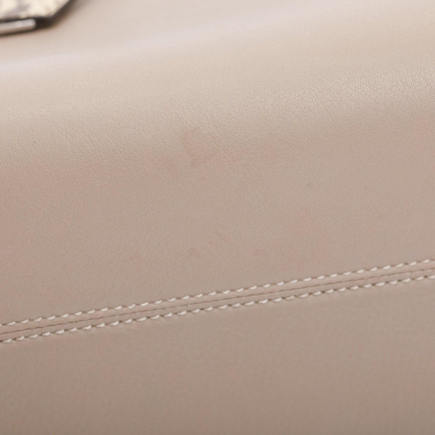 Fendi Beige Leather Python-Trimmed Medium By the Way Handle Bag with Box and Dustbag