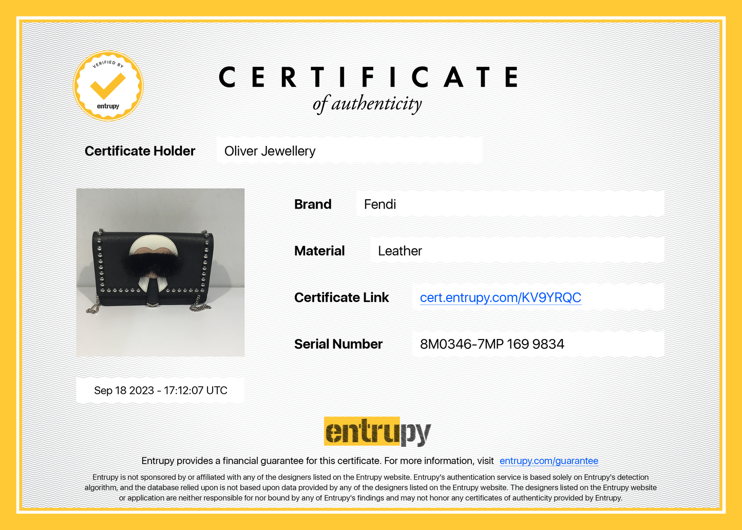 Fendi Black Calfskin Leather Studded Karlito Wallet on Chain