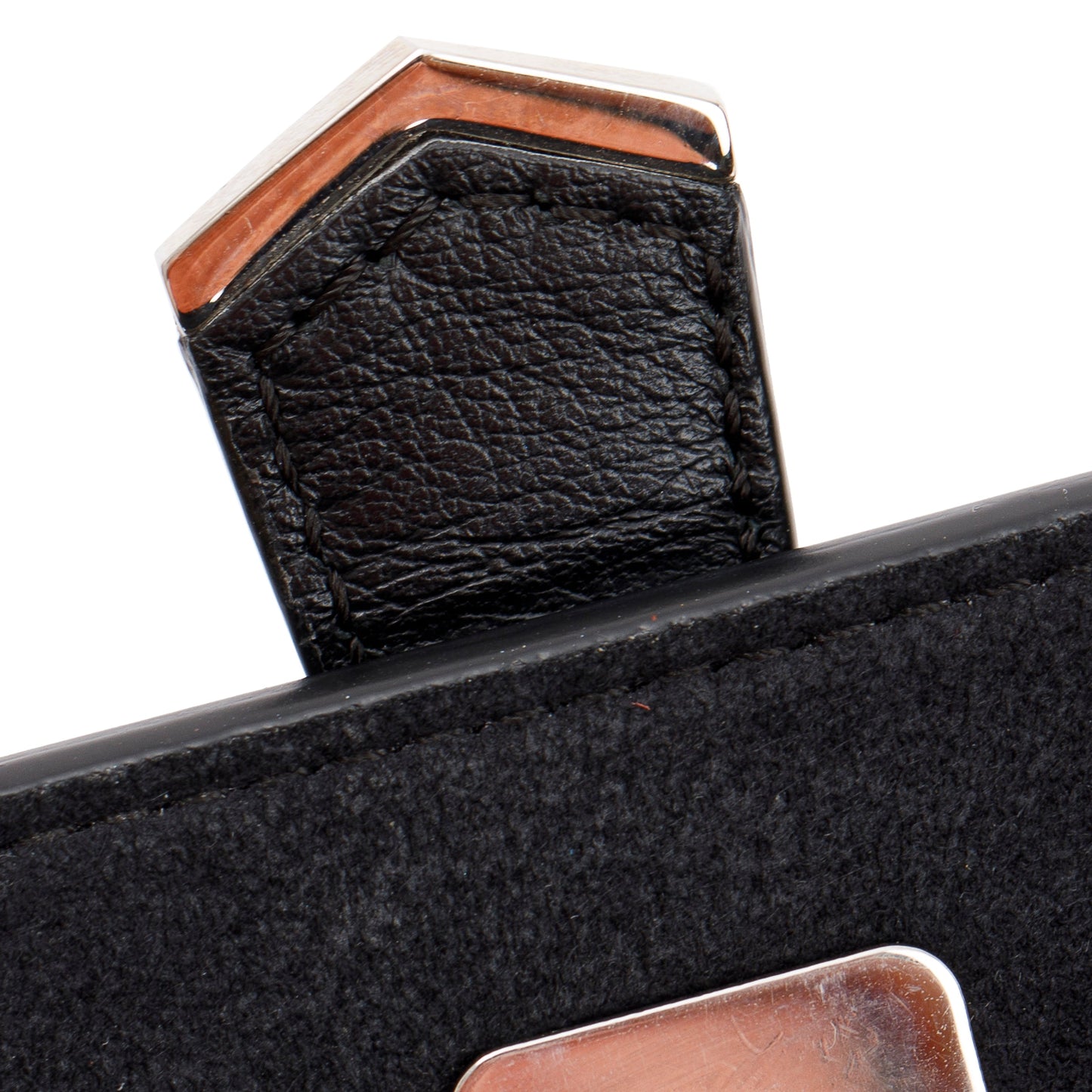 Fendi Black Calfskin Leather Studded Karlito Wallet on Chain