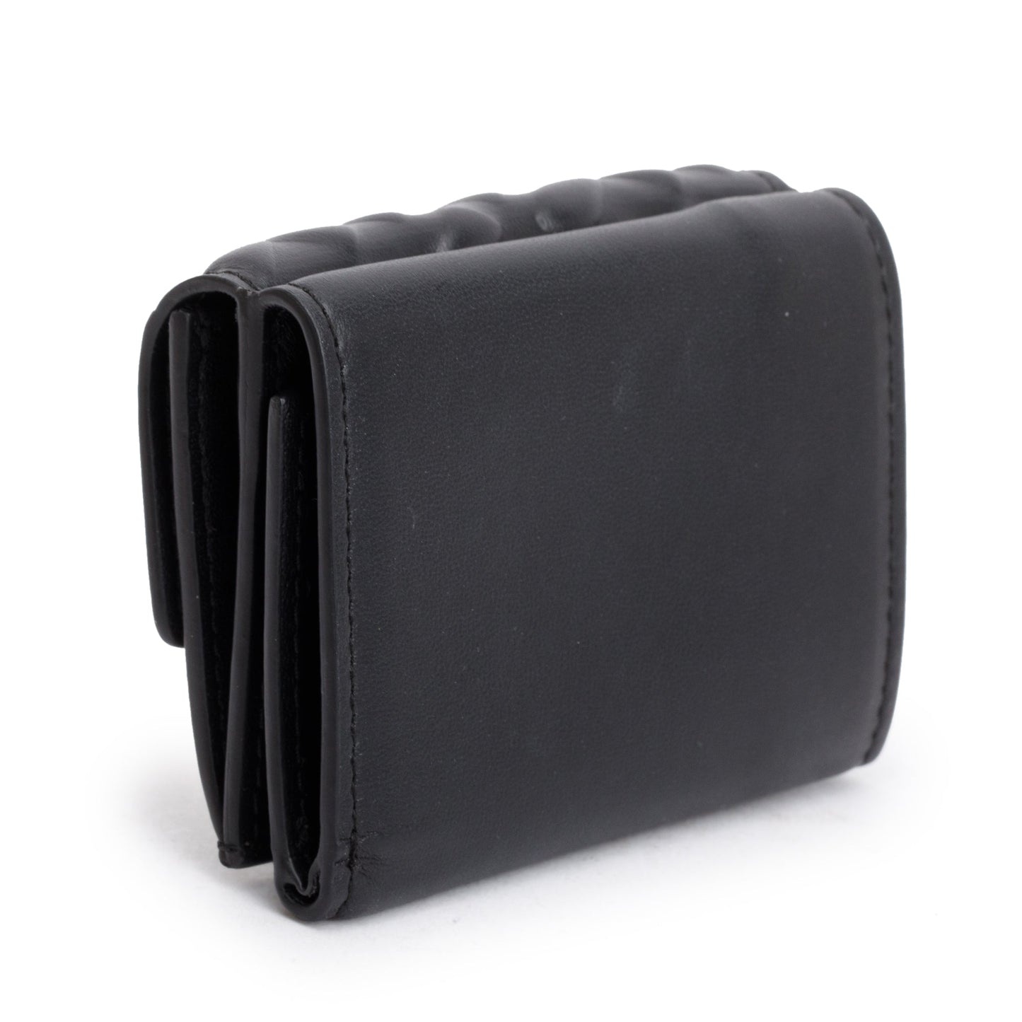 Fendi Black FF Embossed Leather Micro Trifold Wallet