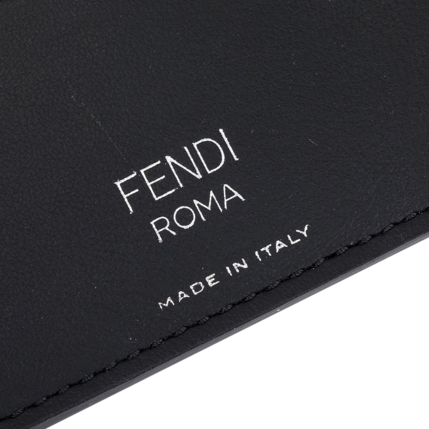 Fendi Black Leather FF Zucca Canvas Card Case
