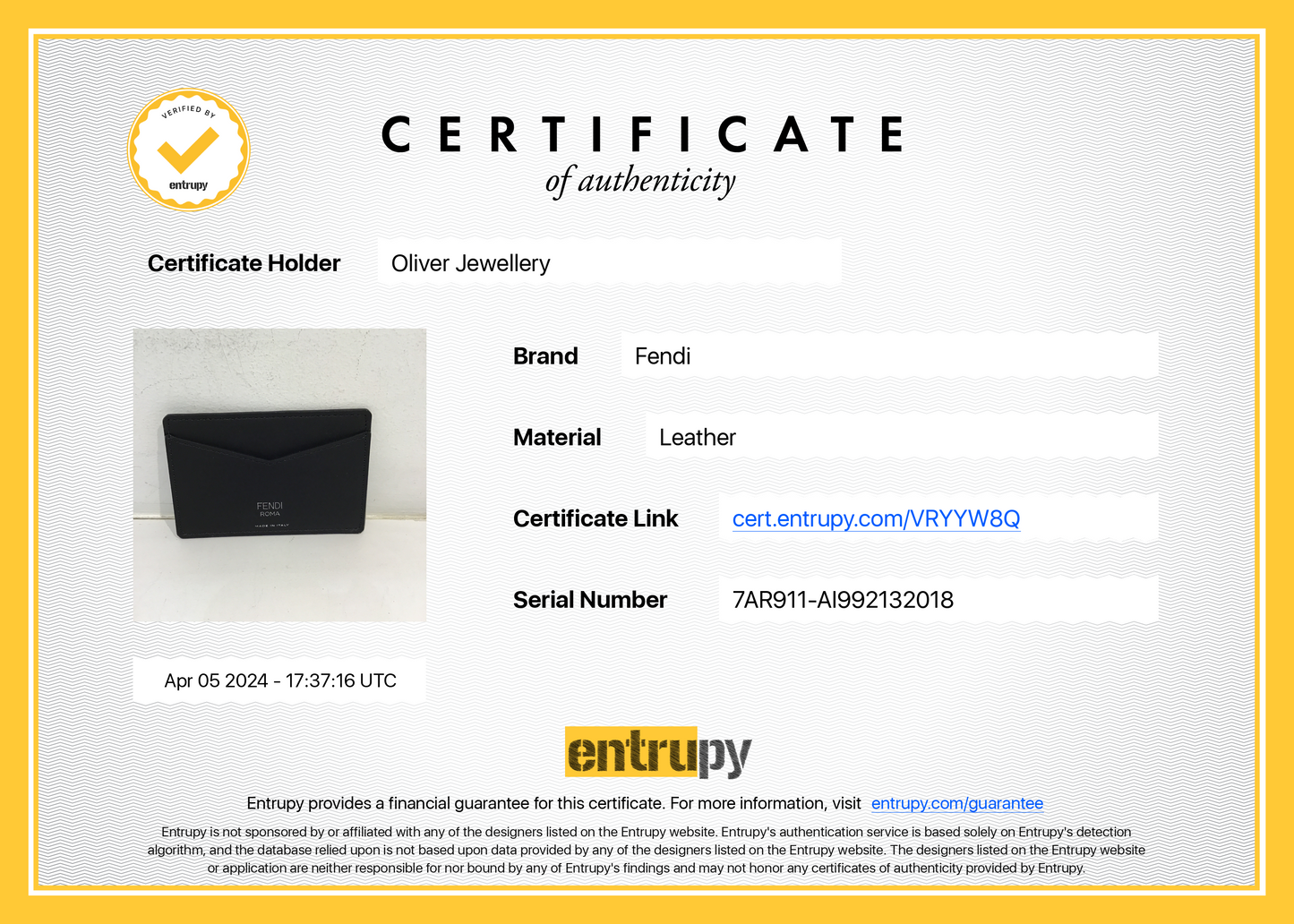 Fendi Black Leather FF Zucca Canvas Card Case