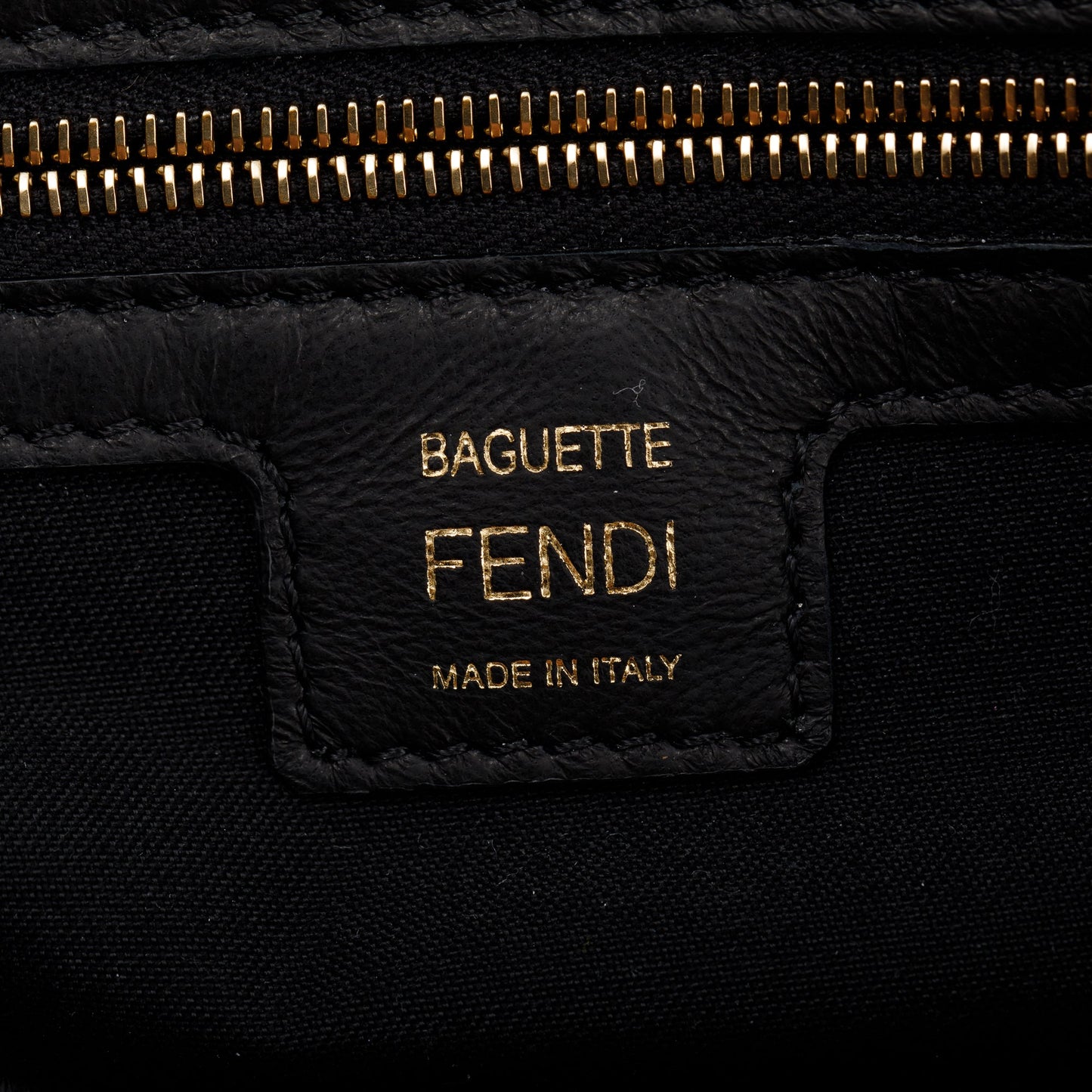 Fendi Black Nappa FF Leather Embossed Baguette NM Shoulder Bag