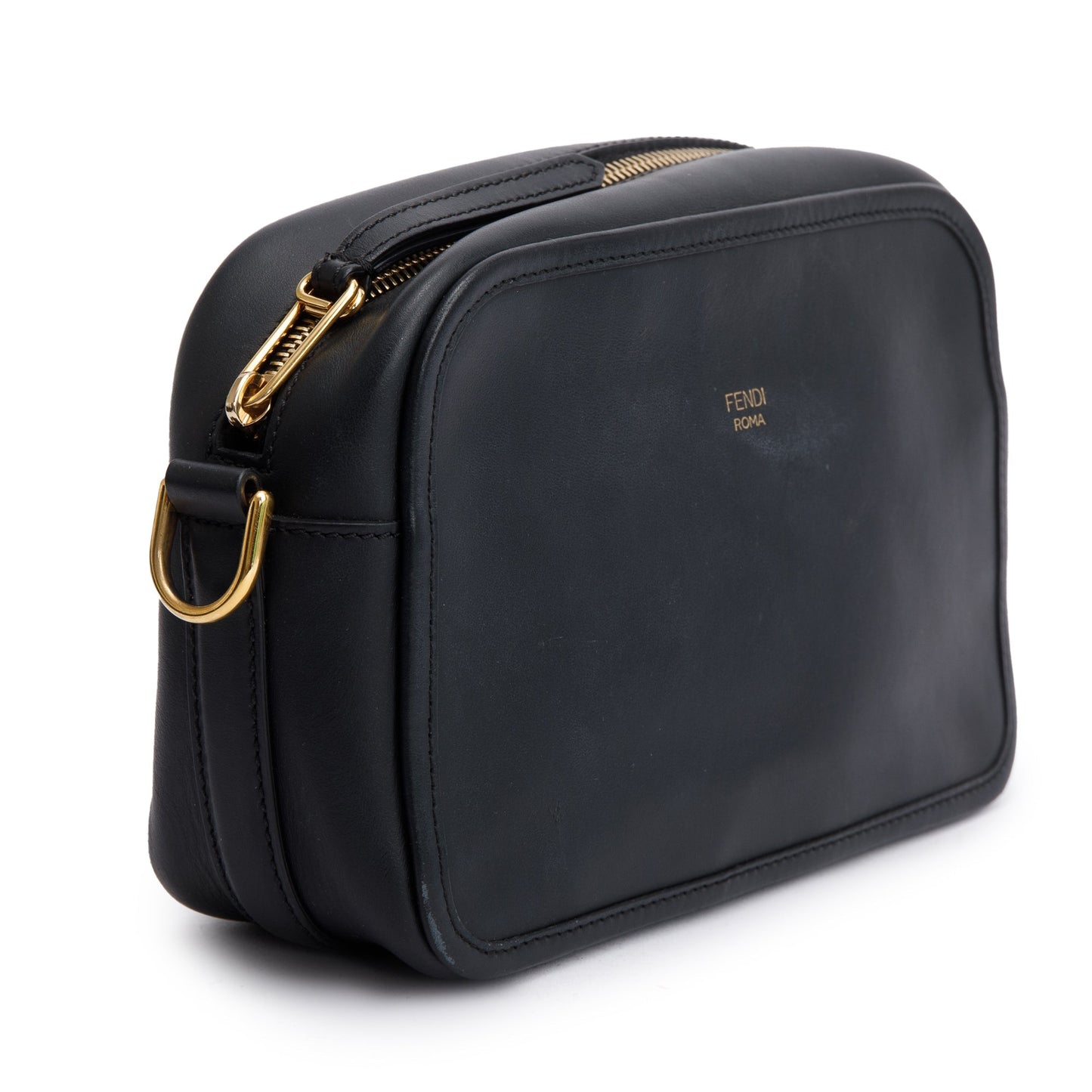 Fendi Black Vitello Century Leather F is Fendi Camera Bag