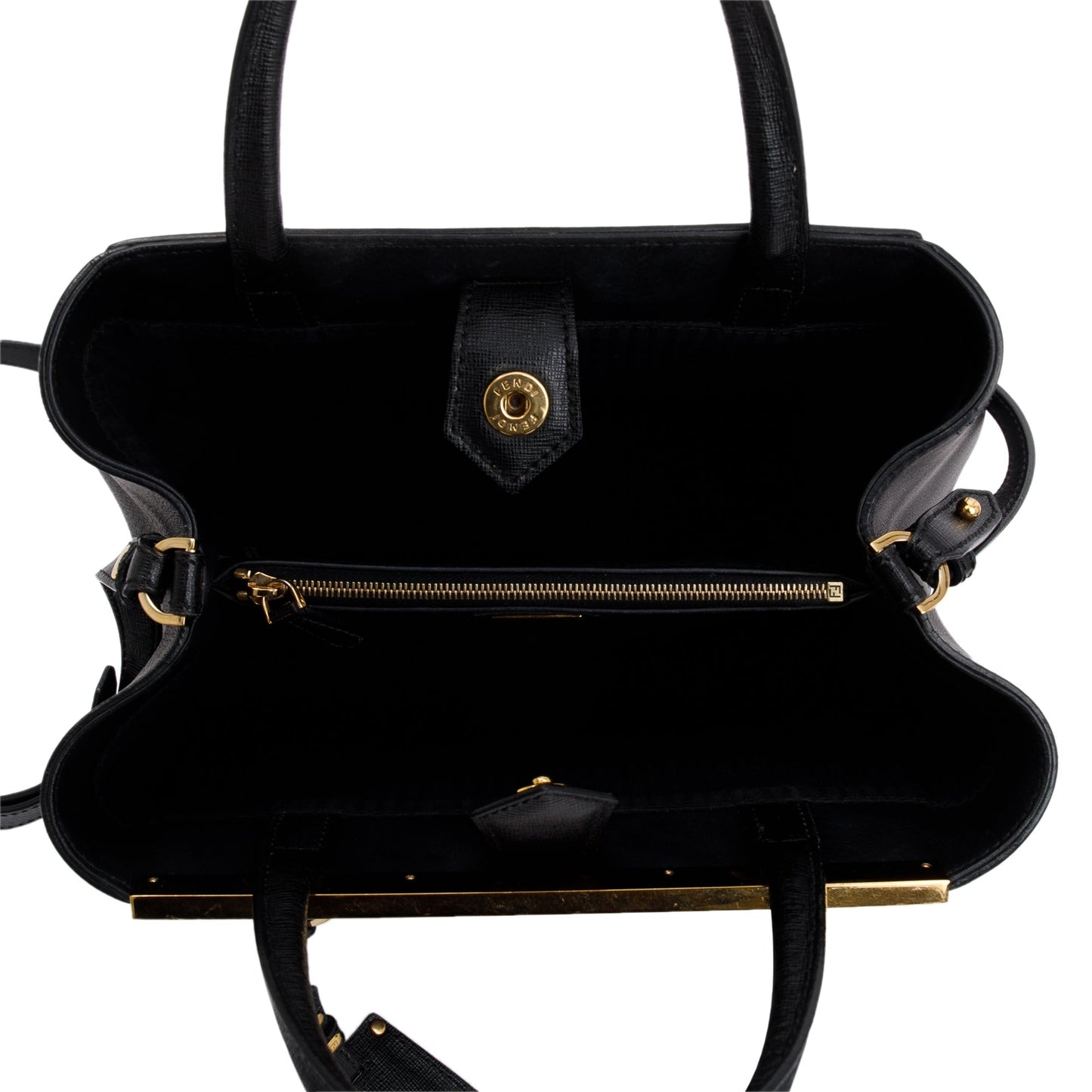 Fendi Black Vitello Elite Leather Petite 2Jours Tote
