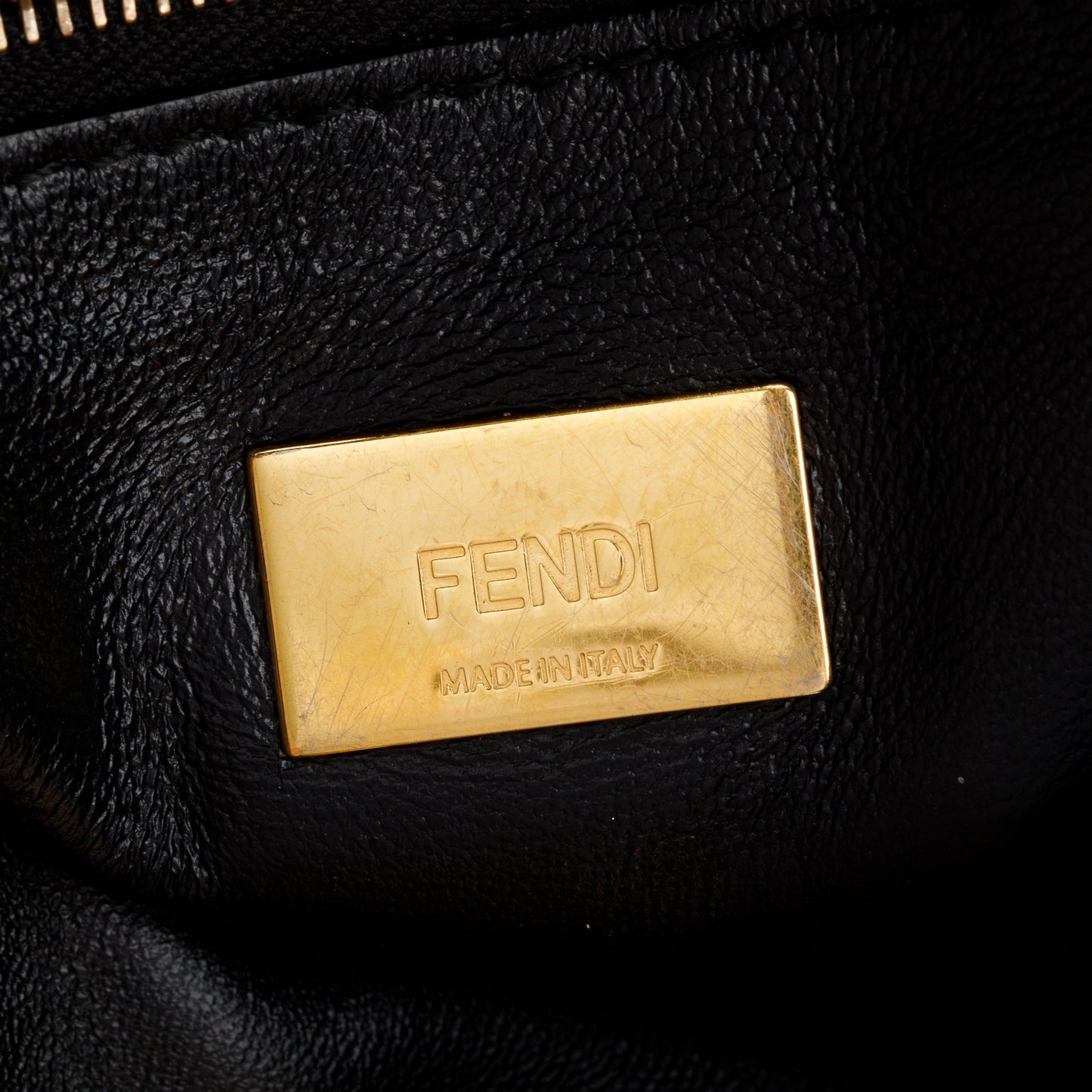 Fendi Black/Brown Shearling Nappa Macro FF 1974 Mini Peekaboo Bag