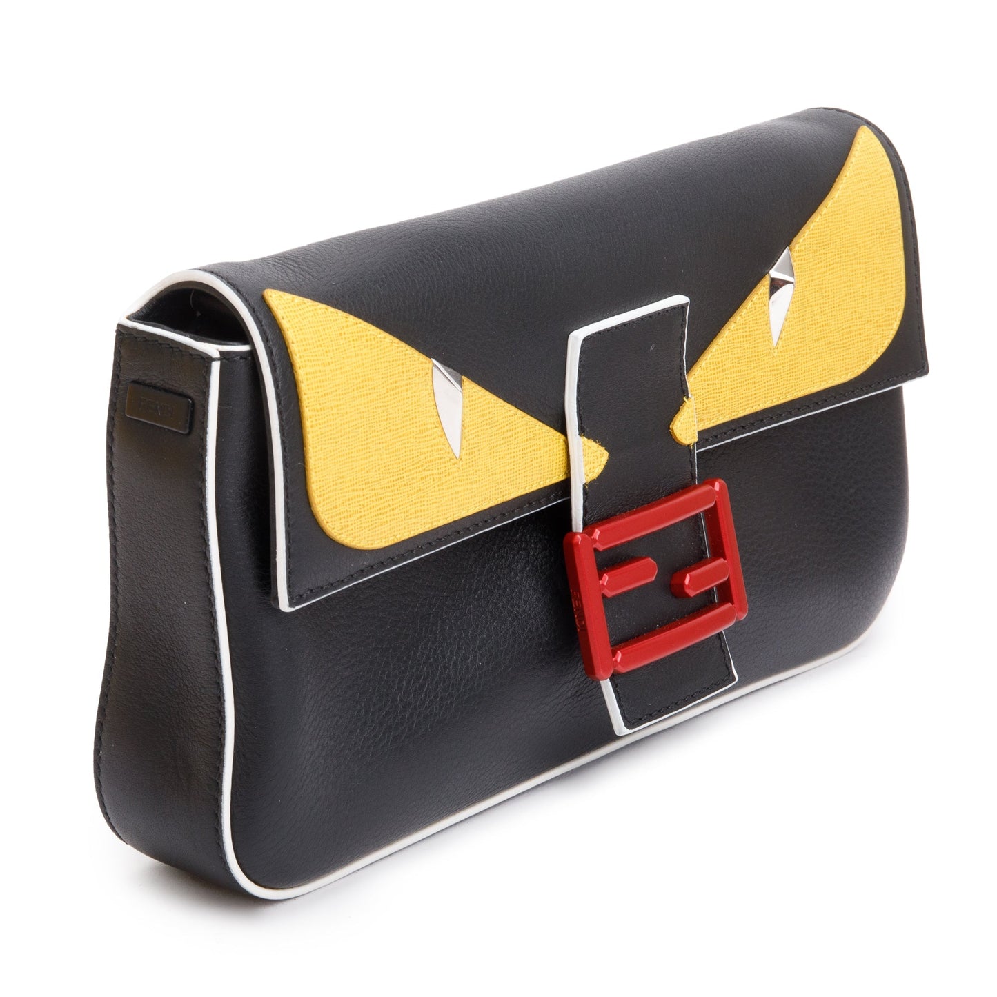 Fendi Black/Yellow Calf Leather Monster Eye Convertible Baguette Bag