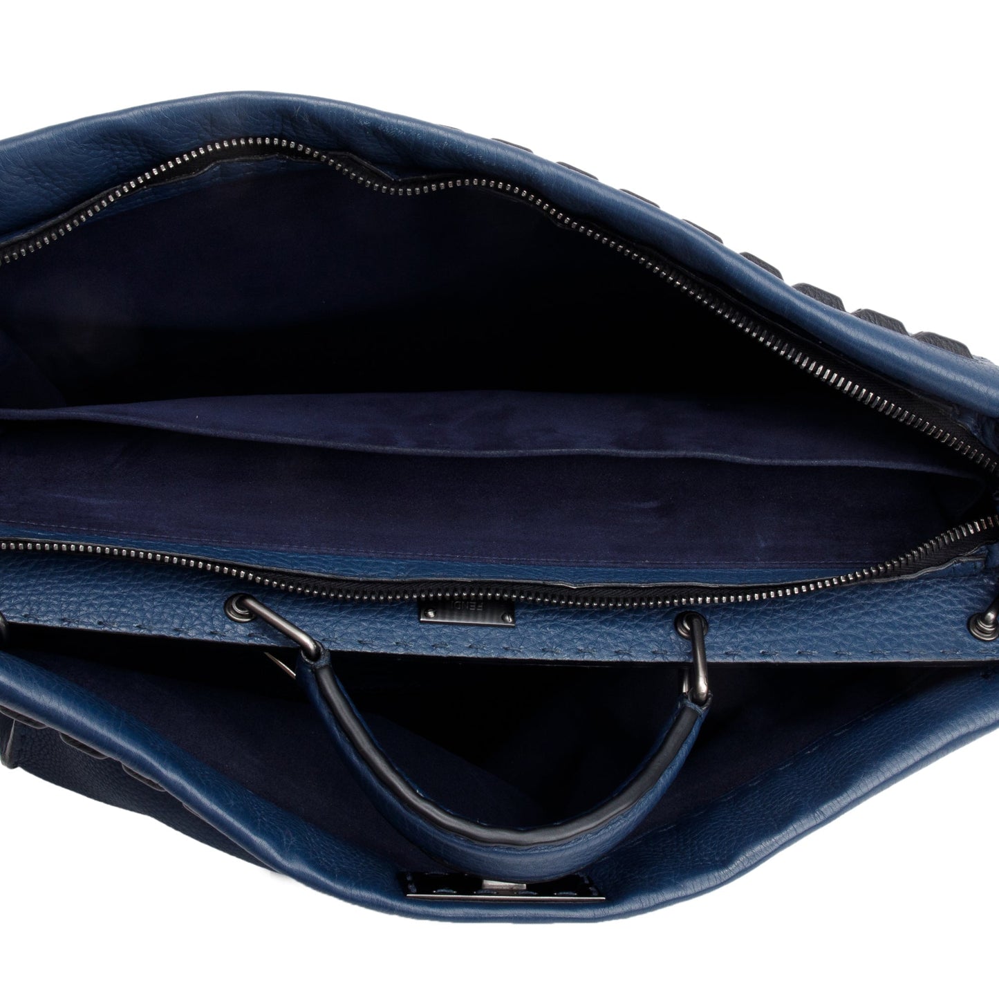 Fendi Blue Selleria Leather Studded XL Peekaboo Bag