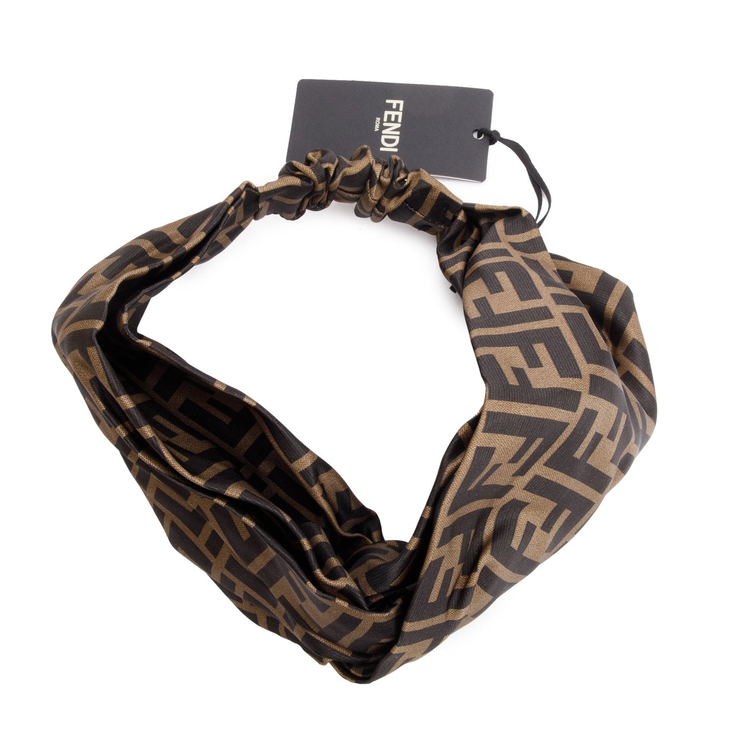 Fendi Brown Silk Zucca FF Logo Headband