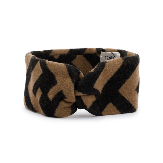 Fendi Brown Wool Zucca FF Logo Headband