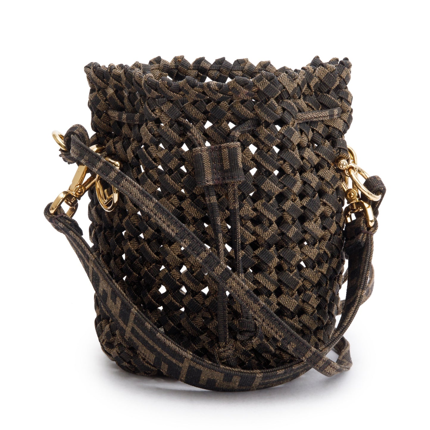 Fendi Brown Zucca Interlace Canvas Mini Mon Tresor Bucket Bag