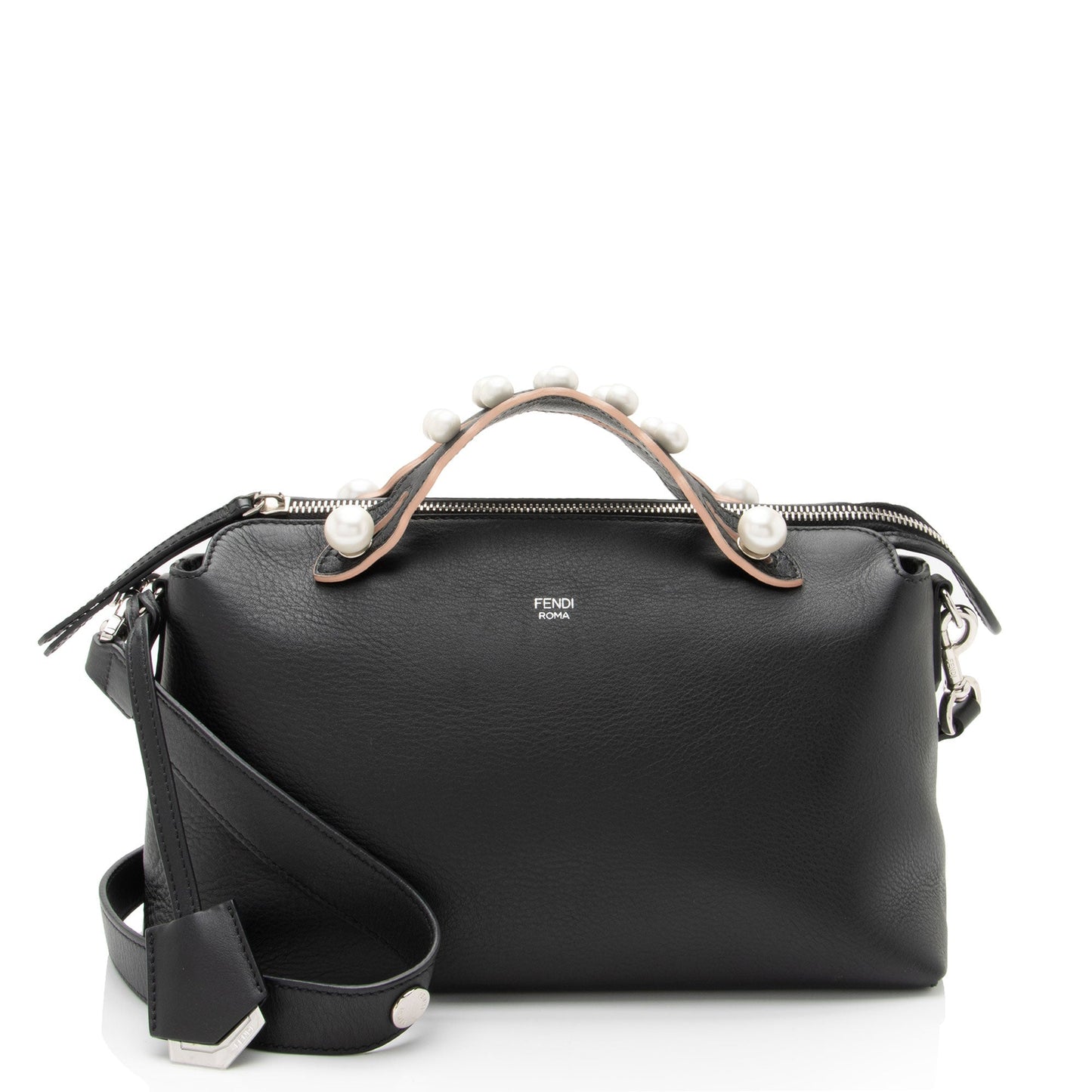 Luxury FendiCalfskin Faux Pearl Embellished By The Way Medium Satchel (SHF-r853Zx)