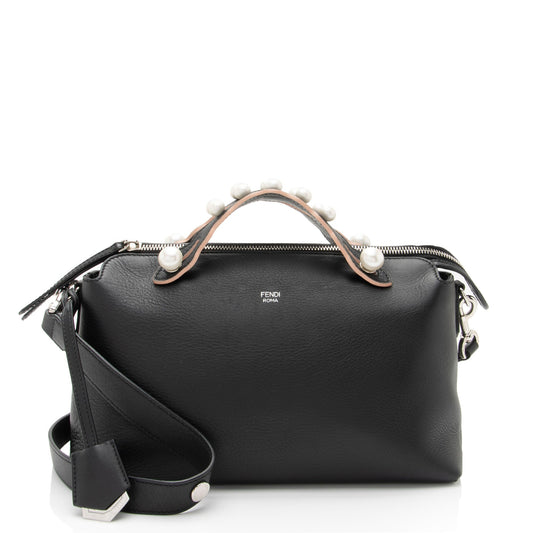 Luxury FendiCalfskin Faux Pearl Embellished By The Way Medium Satchel (SHF-r853Zx)