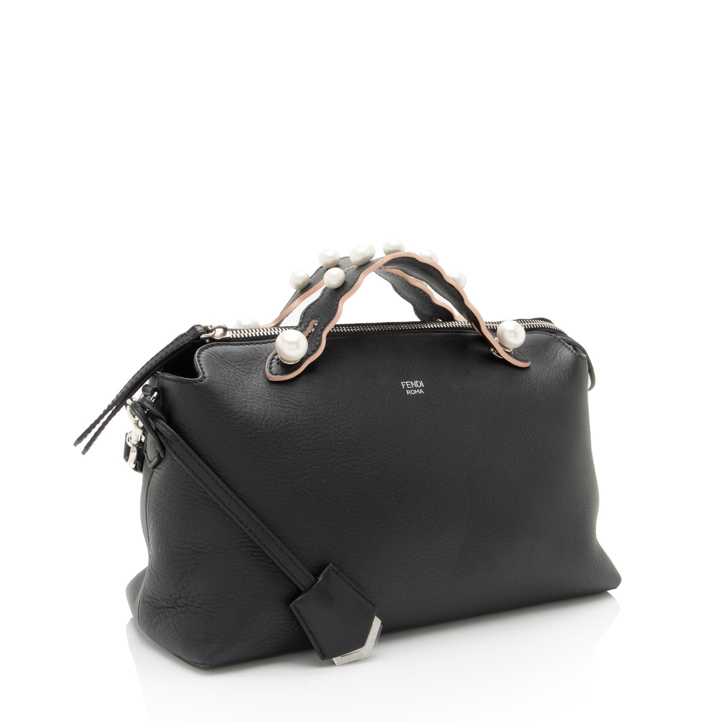 Luxury FendiCalfskin Faux Pearl Embellished By The Way Medium Satchel (SHF-r853Zx)