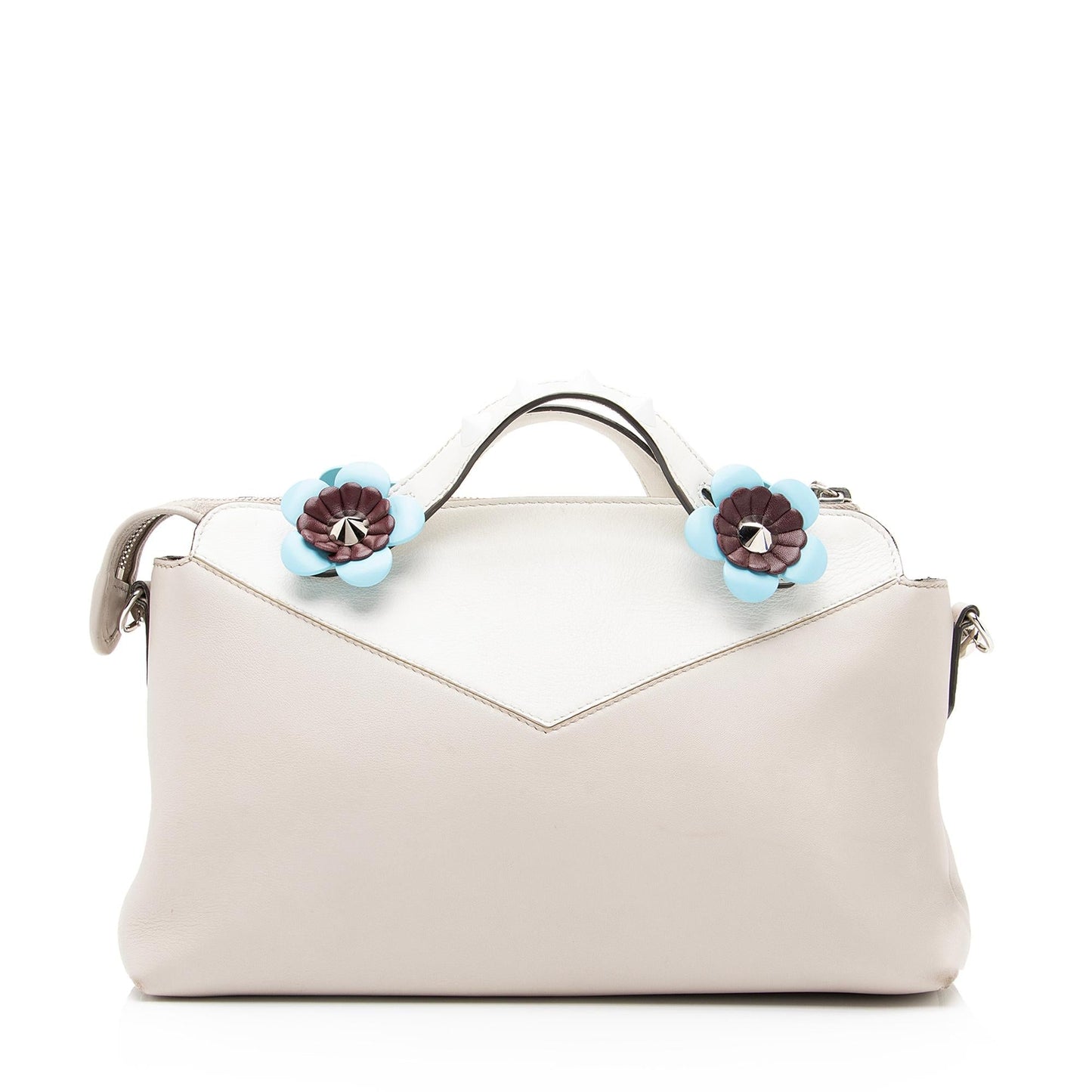 Luxury FendiCalfskin Flowerland Studded By The Way Medium Boston Bag (SHF-23632)