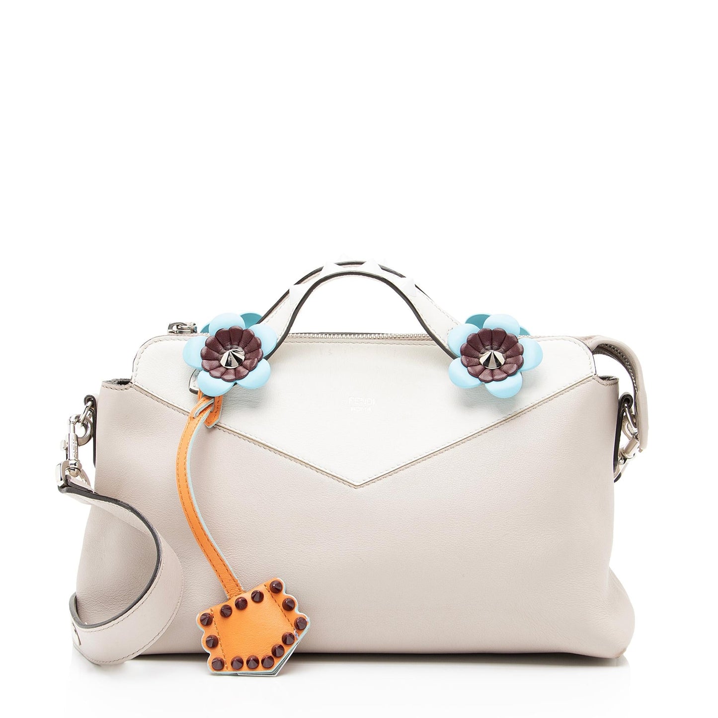 Luxury FendiCalfskin Flowerland Studded By The Way Medium Boston Bag (SHF-23632)