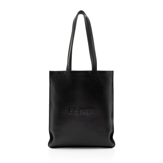 Luxury FendiCalfskin Logo Flat N/S Tote (SHF-Vlwv6d)