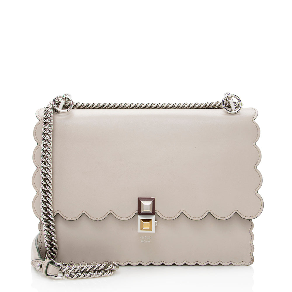 Luxury FendiCalfskin Studded Kan I Medium Shoulder Bag (SHF-19206)