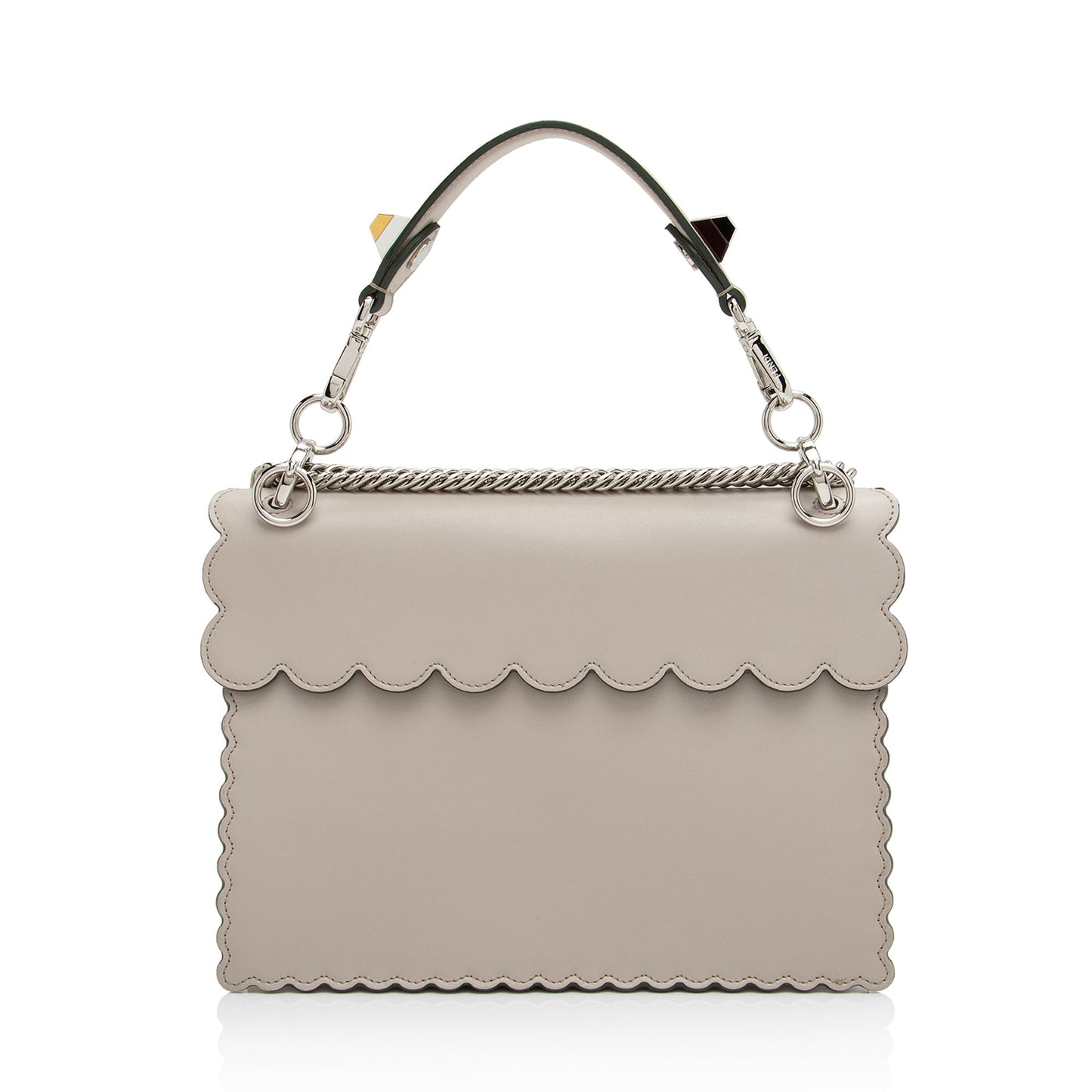 Luxury FendiCalfskin Studded Kan I Medium Shoulder Bag (SHF-23376)