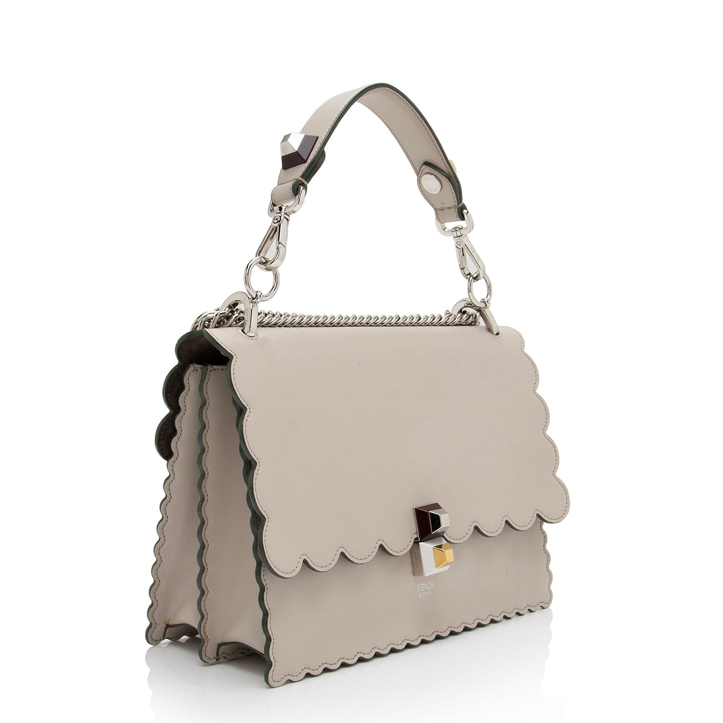 Luxury FendiCalfskin Studded Kan I Medium Shoulder Bag (SHF-23376)