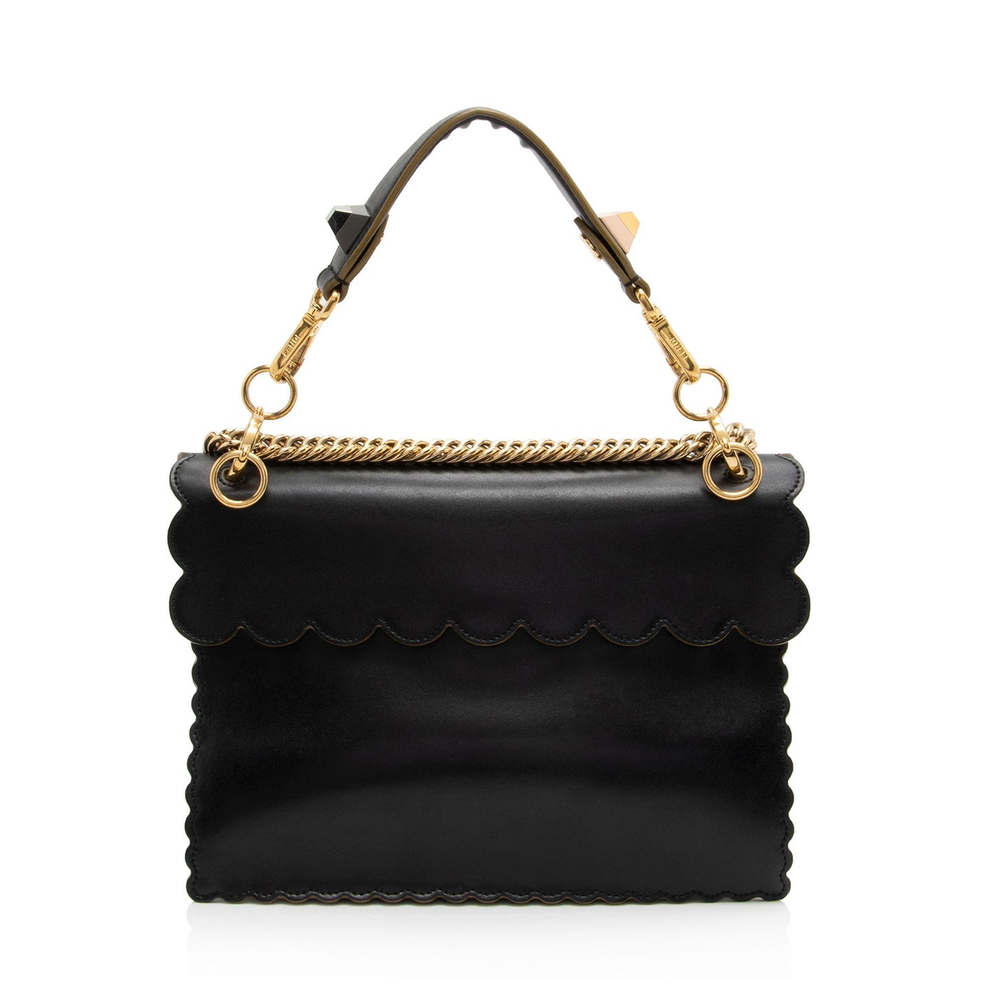 Luxury FendiCalfskin Studded Kan I Medium Shoulder Bag (SHF-boJIBf)