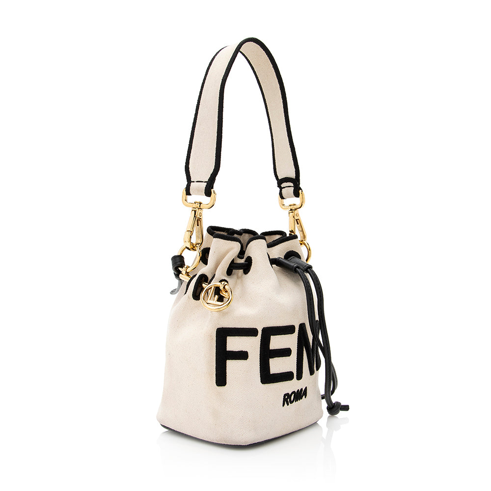 Luxury FendiCanvas Mon Tresor Small Bucket Bag (SHF-20756)
