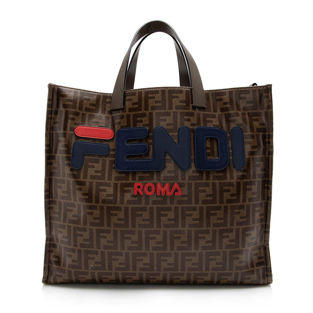 Luxury FendiCoated Canvas Fila Mania Logo Shopper Tote (SHF-17070)